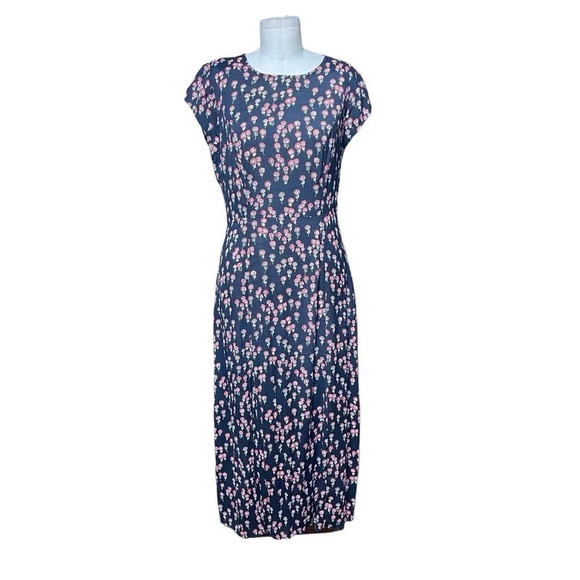 Free People Corrie Split Hem Ditsy Floral Print Midi Dress Black Red Size 6 - Picture 2 of 9